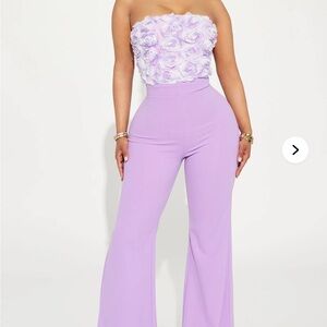 Lavender Strapless Jumpsuit with Floral Bodice
